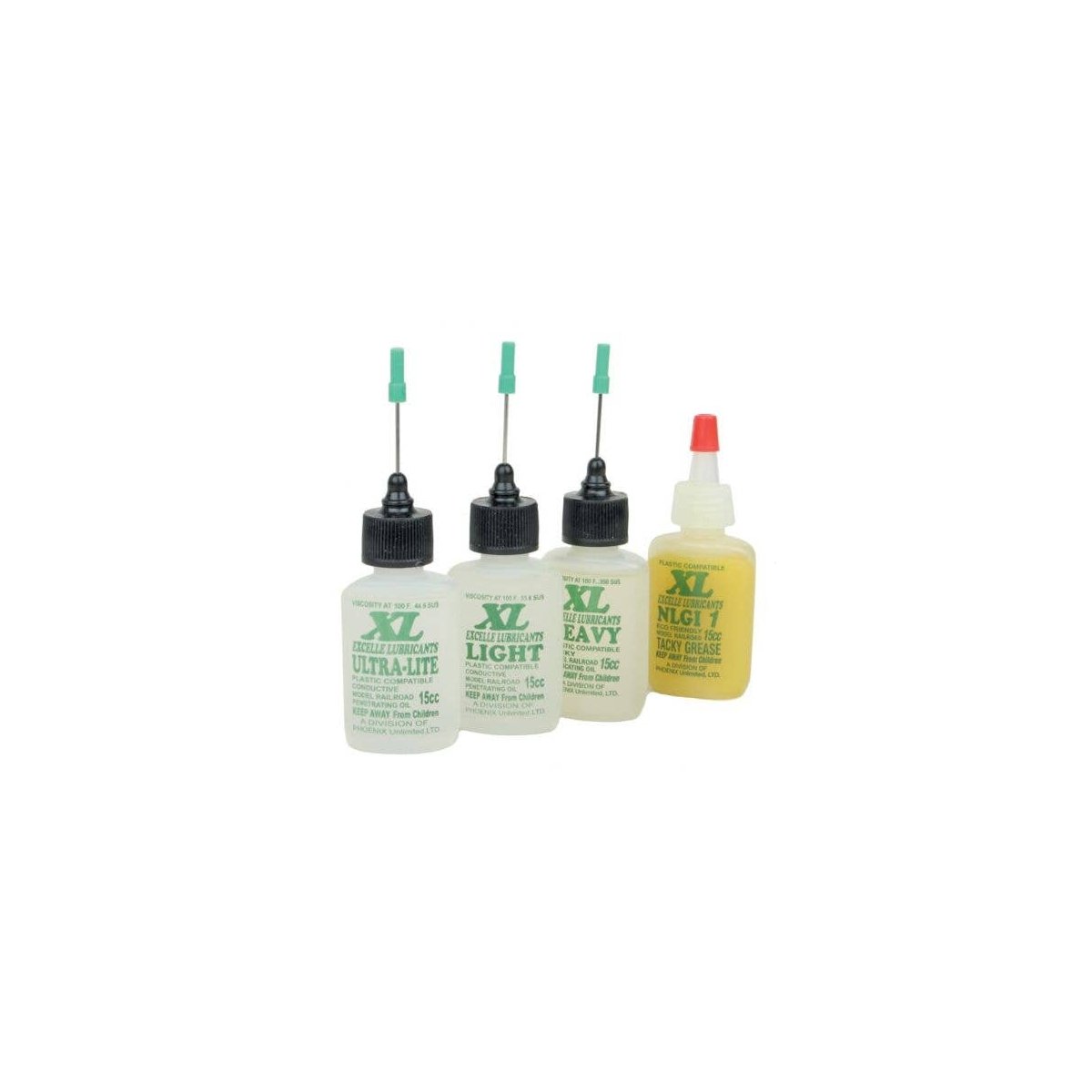 XL Lube Kit for N & Z Scales -- One 1/2oz 14.8mL Bottle Each: Ultra-Lite, Light, Heav, All Scales, Excelle Lubricants 1234