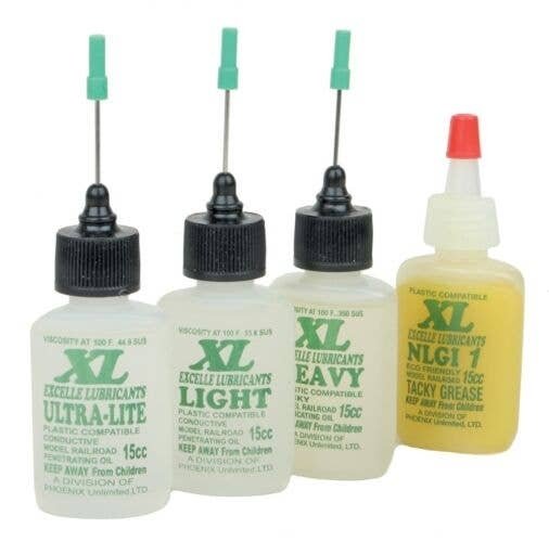 XL Lube Kit for N & Z Scales -- One 1/2oz 14.8mL Bottle Each: Ultra-Lite, Light, Heav, All Scales, Excelle Lubricants 1234