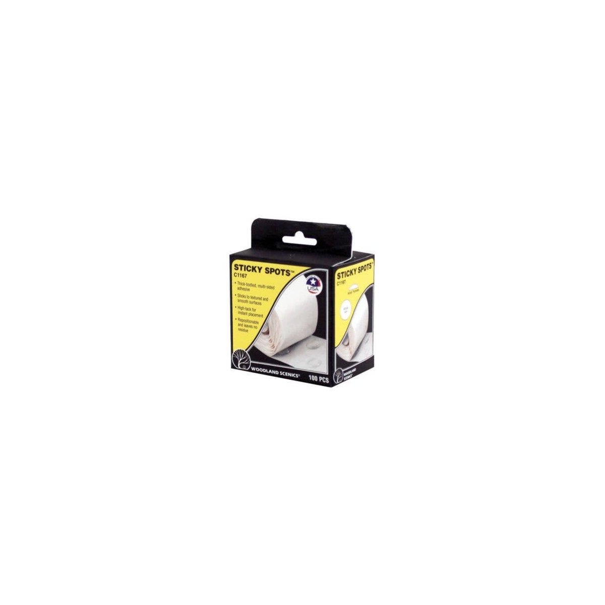 Sticky Spots(TM) Adhesive Patches -- pkg(100), All Scales, Woodland Scenics 1167