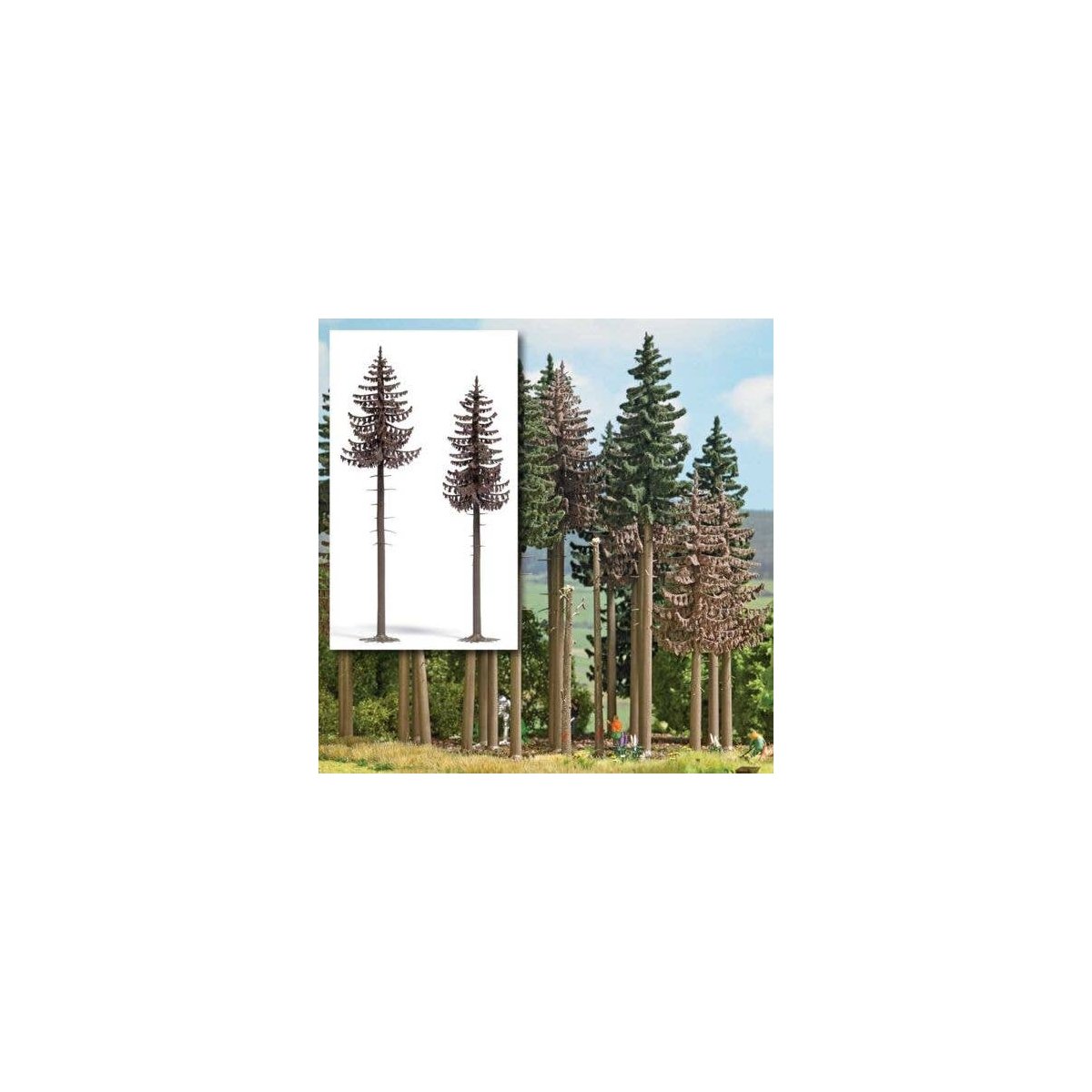Dead Spruce Trees -- 16 & 18cm Tall pkg(2), ALL, Busch Gmbh & Co Kg 6167