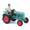 1953 Kramer KL 11 Farm Tractor w/Figures - Assembled -- Green, Red, HO, Busch Gmbh & Co Kg 40072