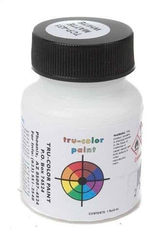 Sprayable Matte Paints - 1oz 29.6mL -- White, All Scales, Tru-Color Paint 431