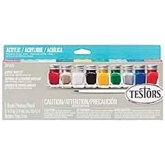 Acrylic Value Paint Set - Each: 1/4oz 7.4mL -- 9 Colors, All Scales, Testor Corp 281235