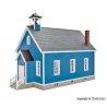 Cottage Grove School with LED Lights -- Kit - 17.8 x 9 x 13.5cm, HO, Kibri 38843
