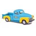 1950 Chevrolet Pickup Truck - Assembled -- Cheesy Jane′s (blue, yellow), HO, Busch Gmbh & Co Kg 48244