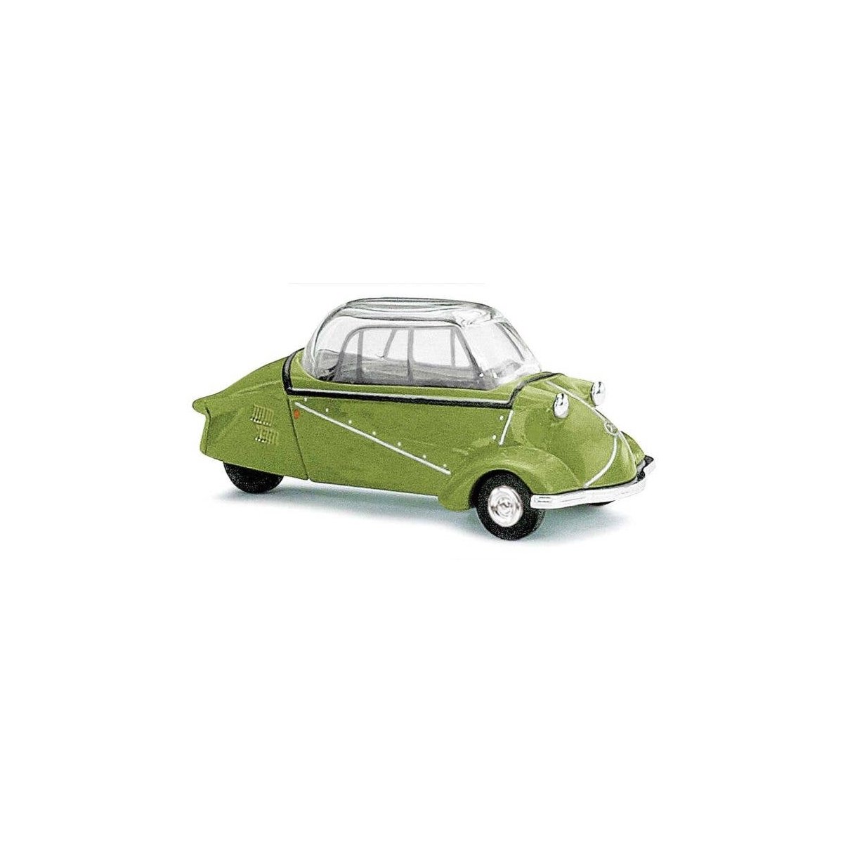 1955 Messerschmitt KR200 3-Wheeled Kabinenroller - Assembled -- Green, HO, Busch Gmbh & Co Kg 48814