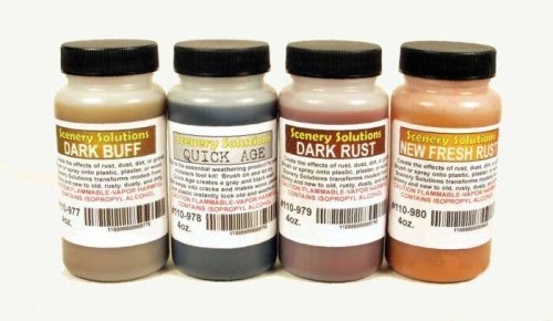 Scene Solutions Wash - 16oz 473ml -- Set B (Dark Buff, Quick Age, Dark Rust, New Fresh Rust, All Scales, Monroe Models 971