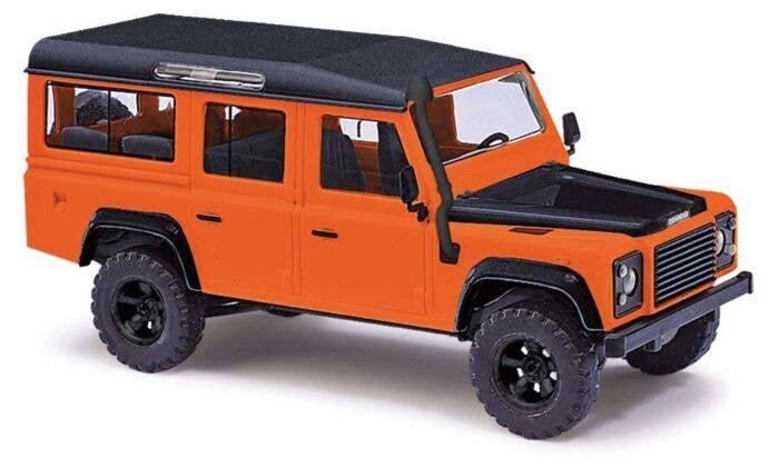 1983 Land Rover Defender SUV - Assembled -- Last Edition (orange, black), HO, Busch Gmbh & Co Kg 50330