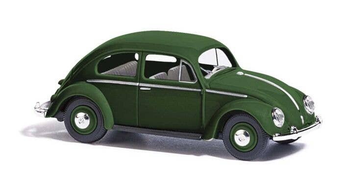 1955 Volkswagen Beetle with Canvas Roof - Assembled -- Green, HO, Busch Gmbh & Co Kg 52990