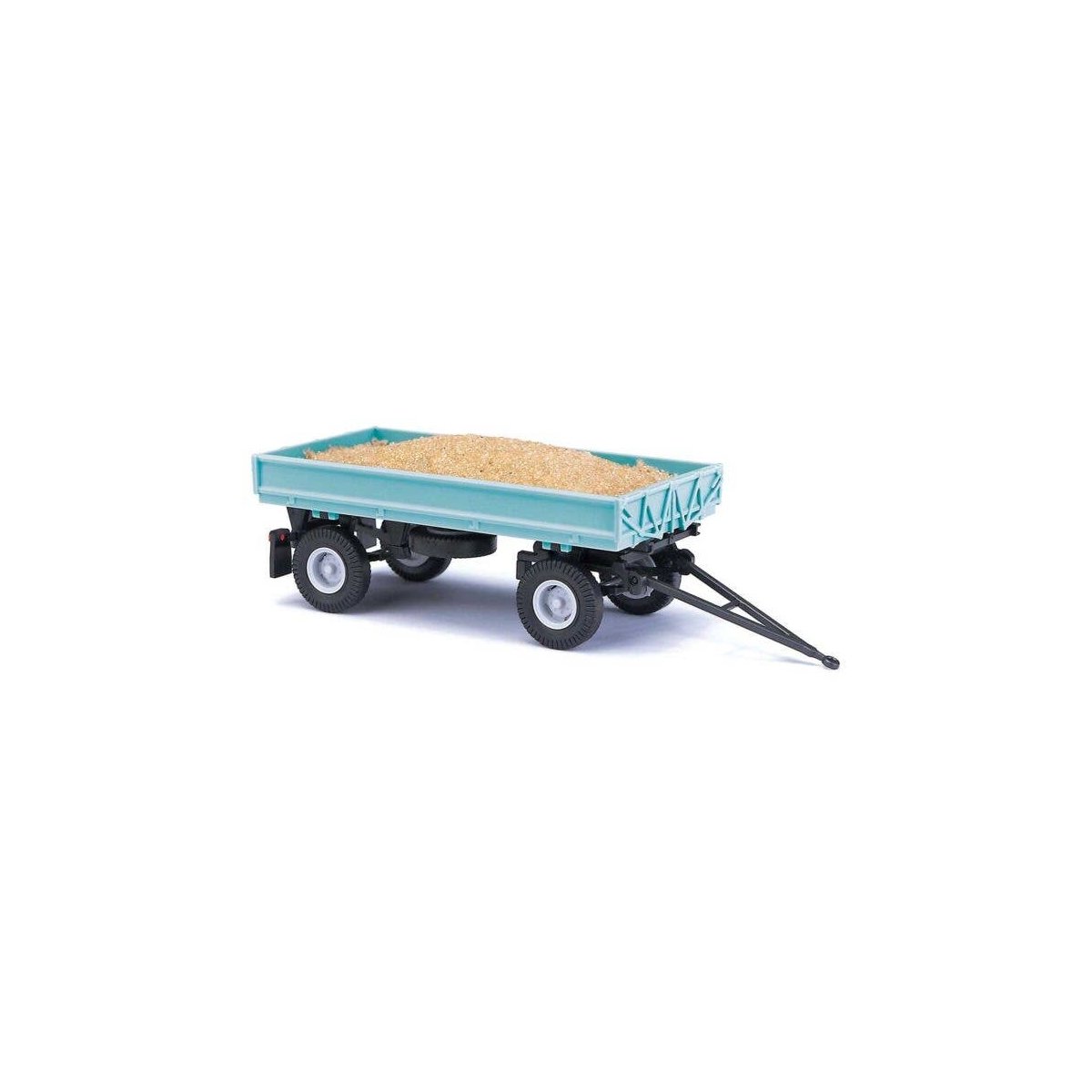 1985 IFA HW 60 Low-Side Farm Trailer with Sand Load - Assembled -- Light Blue, HO, Busch Gmbh & Co Kg 53016