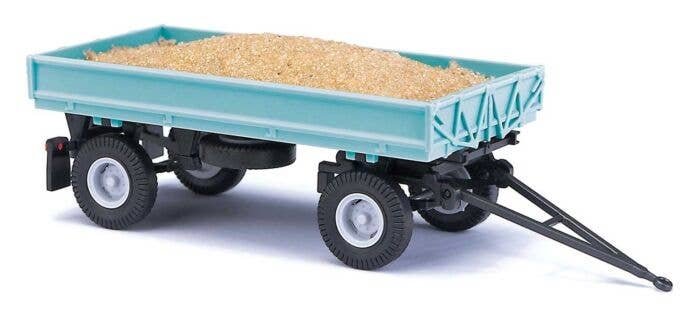 1985 IFA HW 60 Low-Side Farm Trailer with Sand Load - Assembled -- Light Blue, HO, Busch Gmbh & Co Kg 53016