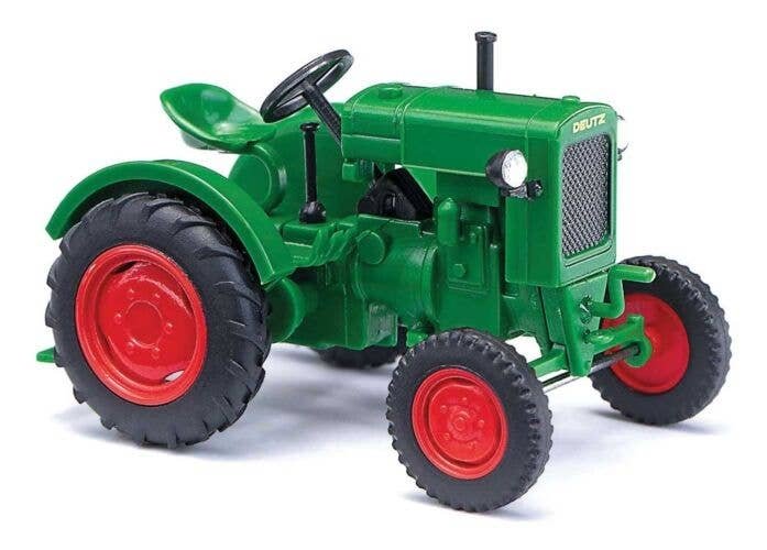 1936-1951 Deutz F1M 414 Farm Tractor - Assembled -- Green, Red, HO, Busch Gmbh & Co Kg 54100
