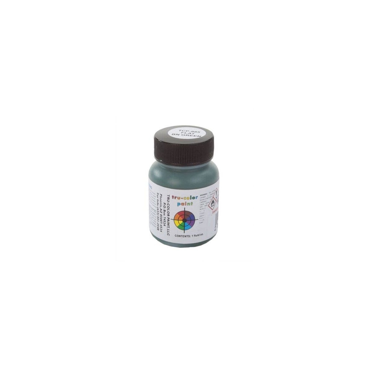 Flat Brushable Color Acrylic Paints - 1oz 29.6ml -- Burlington Northern Green, All Scales, Tru-Color Paint 885