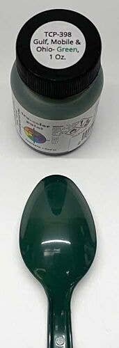 Railroad Color Acrylic Paints - 1oz 29.6mL -- Gulf, Mobile & Ohio Boxcar Green, All Scales, Tru-Color Paint 398