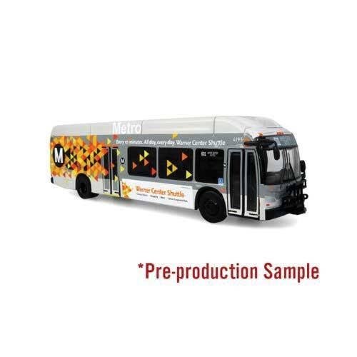 New Flyer Xcelsior XN40 Bus - Assembled -- Los Angeles Metro (gray, orange, yellow, Warner Center Shuttle), HO, Iconic Replicas 