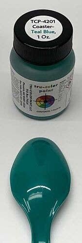 Railroad Color Acrylic Paints - 1oz 29.6mL -- Coaster Teal Blue, All Scales, Tru-Color Paint 4201