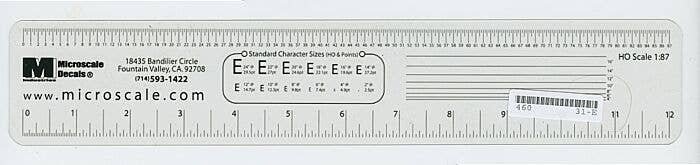 Microscale - Clear (See-Through) HO Scale Ruler, HO, Microscale Industries Inc 31