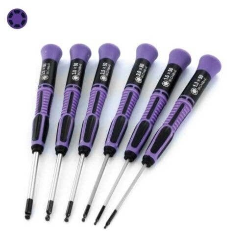 Metric Ball Point Driver Set -- 6 Pieces, 1 Each 1.3, 1.5, 2, 2.5, 3, 3.2 x 50mm, All Scales, Evergreen Scale Models 72500