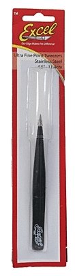 Hollow Handle Fine Point Tweezers -- Black, All Scales, Excel Hobby Blades Corp. 30422