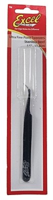 Slanted Fine Point Tweezers -- Blue, All Scales, Excel Hobby Blades Corp. 30423