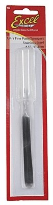 Straight Fine Point Tweezers -- Polished Finish, All Scales, Excel Hobby Blades Corp. 30418