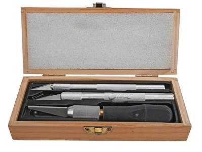 Professional Hobby Knife Set -- In Wooden Box, All Scales, Excel Hobby Blades Corp. 44290