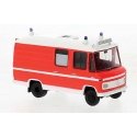 1968-1986 Mercedes-Benz L 508 RTW Ambulance - Assembled -- Red, White Stripe & Roof, HO, Brekina Automodelle 36941