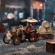 Steam Engine (Tractor) with Trailer - Kit -- Motorized Mechanical 3D Puzzle, All Scales, Robotime LKA01