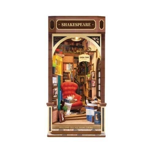 Bookstore DIY Book Nook Shelf Insert - Laser-Cut Wood Kit -- 3D Wooden Puzzle, All Scales, Robotime TGB07