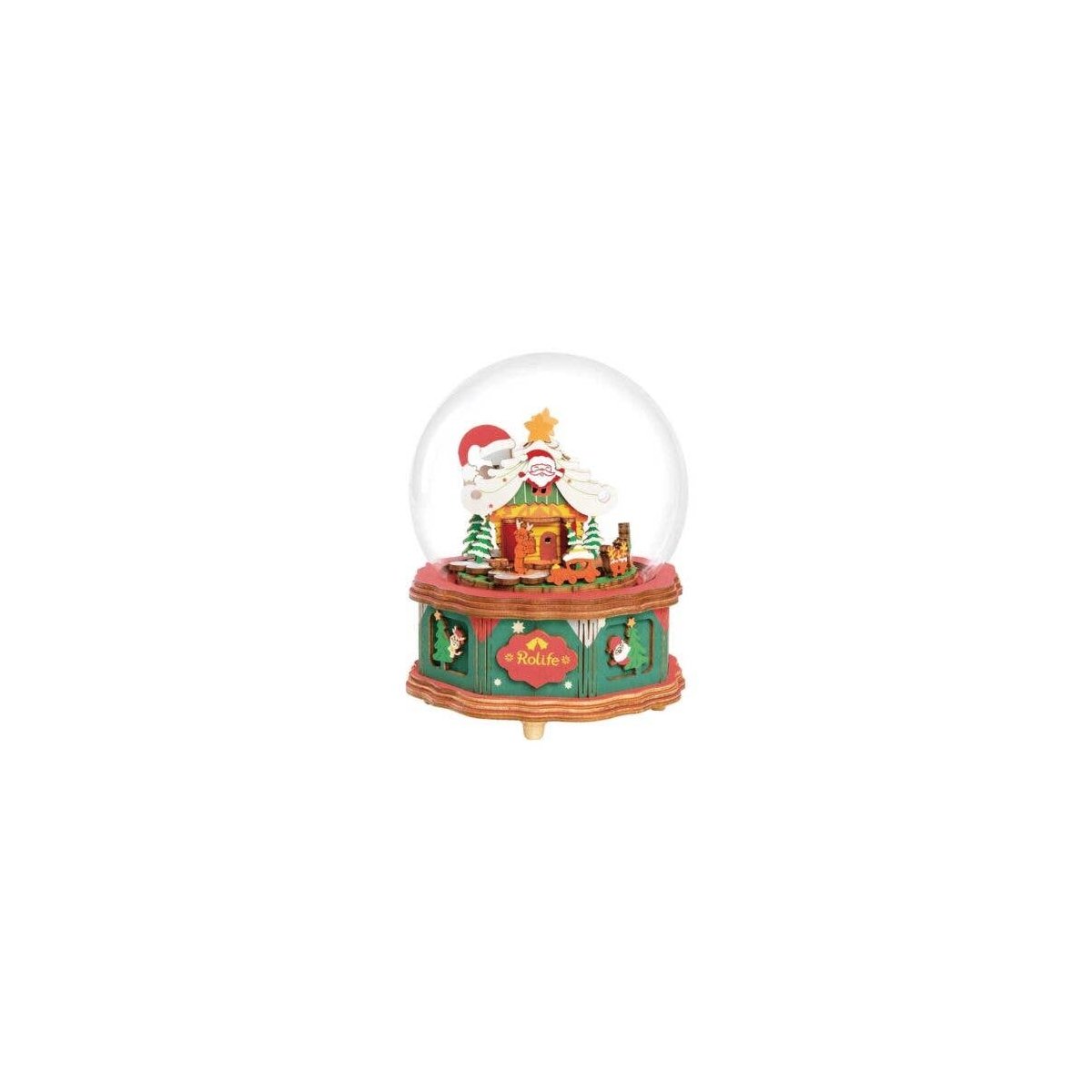 Rolife Christmas Town Music Box AM46 - Kit -- Working 3-D Laser-Cut Wood Puzzle, All Scales, Robotime AM46