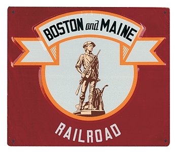 Embossed Die-Cut Metal Sign -- Boston & Maine, All Scales, Microscale Industries Inc 10025