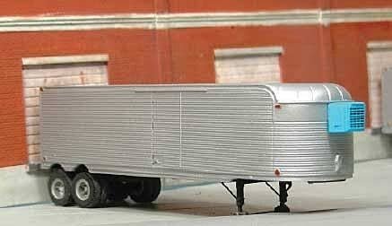 1940-1951 Fruehauf 34′ Stainless West Coast Double-Axle Reefer Trailer -- Unpainted Resin Kit, HO, SYLVAN SCALE MODELS T032