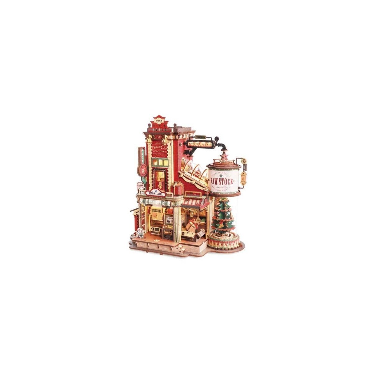 ROKR Christmas Dream Gift Factory Wooden Music Box EAB01 -- 3-D Laser-Cut Wood Puzzle, All Scales, Robotime EAB01