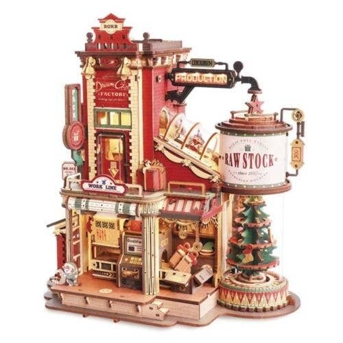 ROKR Christmas Dream Gift Factory Wooden Music Box EAB01 -- 3-D Laser-Cut Wood Puzzle, All Scales, Robotime EAB01