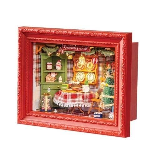Rolife Christmas Eve Party Shadow Box DP005 -- 3-D Laser-Cut Wood Puzzle, All Scales, Robotime DP005