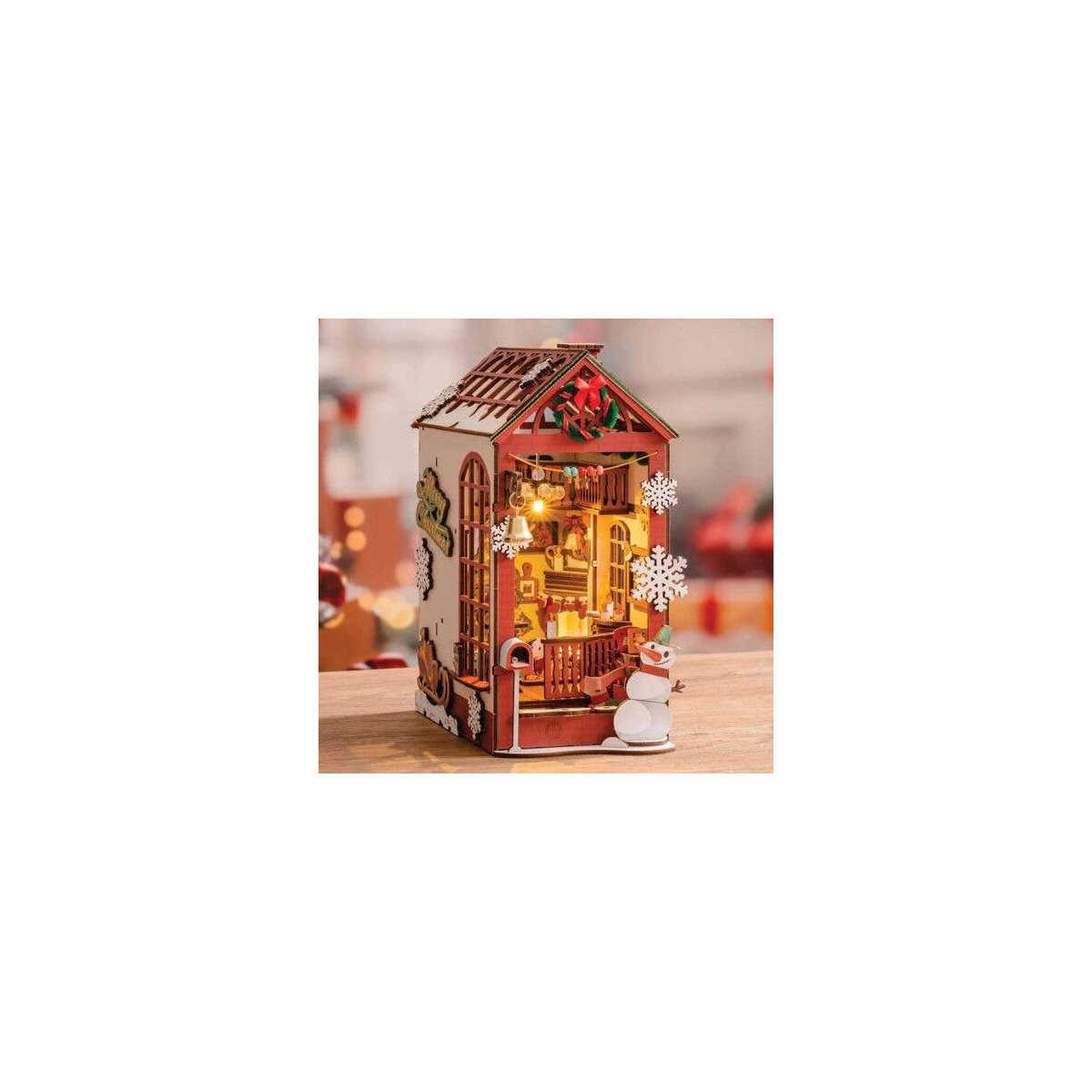 Rolife Christmas Indoor Scene DIY Book Nook TGC07 -- 3-D Laser-Cut Wood Puzzle, All Scales, Robotime TGC07
