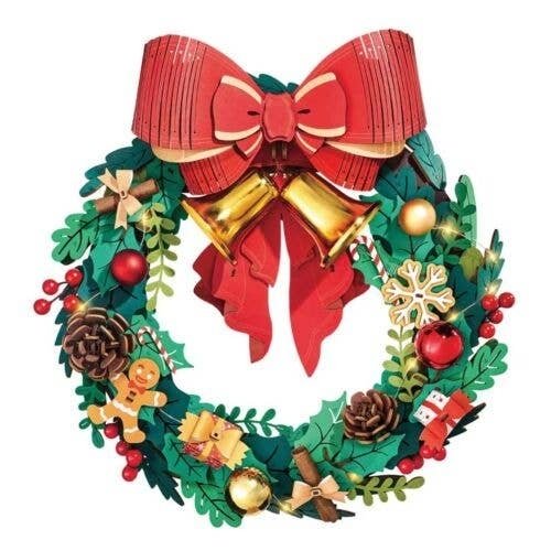 Rolife Christmas Wreath 3D Wooden Puzzle TGL04 -- 3-D Laser-Cut Wood Puzzle, All Scales, Robotime TGL04