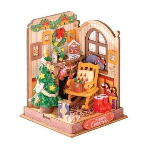 Rolife Christmas Fireplace DS041 -- 3-D Laser-Cut Wood Puzzle, All Scales, Robotime DS041