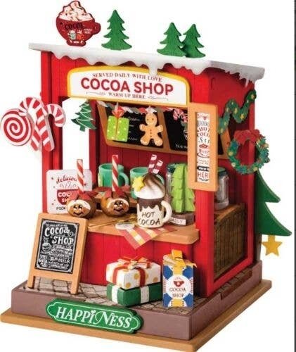 Rolife Cocoa Shop DS042 -- 3-D Laser-Cut Wood Puzzle, All Scales, Robotime DS042