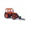 1983 Belarus MTS 80 Farm Tractor w/Fork Attachment - Assembled -- Orange, Black, HO, Busch Gmbh & Co Kg 51308