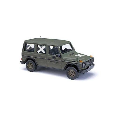 1990 Mercedes-Benz G-90 SUV - Assembled -- German Army Referee Vehicle (green, white, German Lettering), HO, Busch Gmbh & Co Kg 