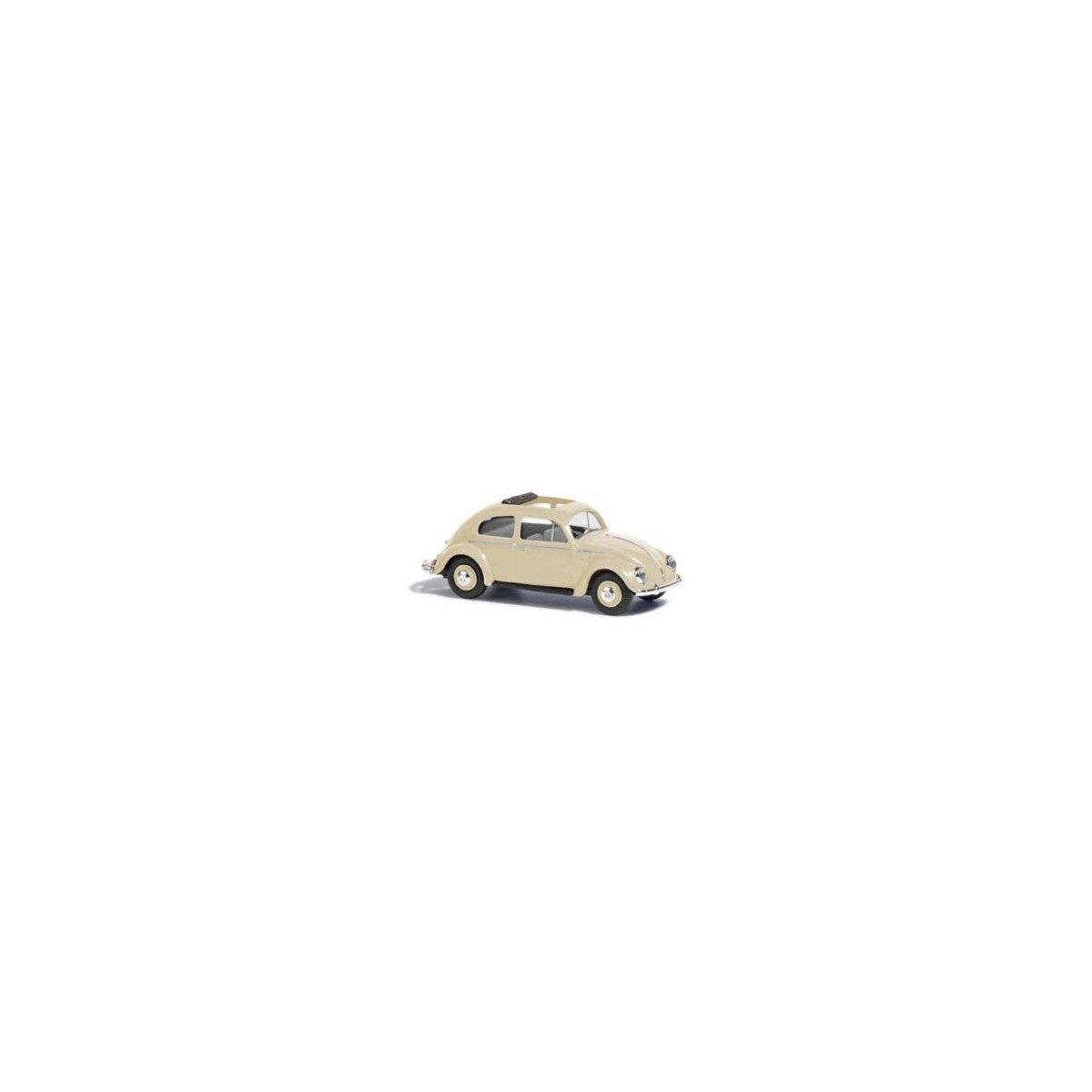 1952 Volkswagen Beetle with Split Rear Window & Sunroof - Assembled -- Beige, HO, Busch Gmbh & Co Kg 52945