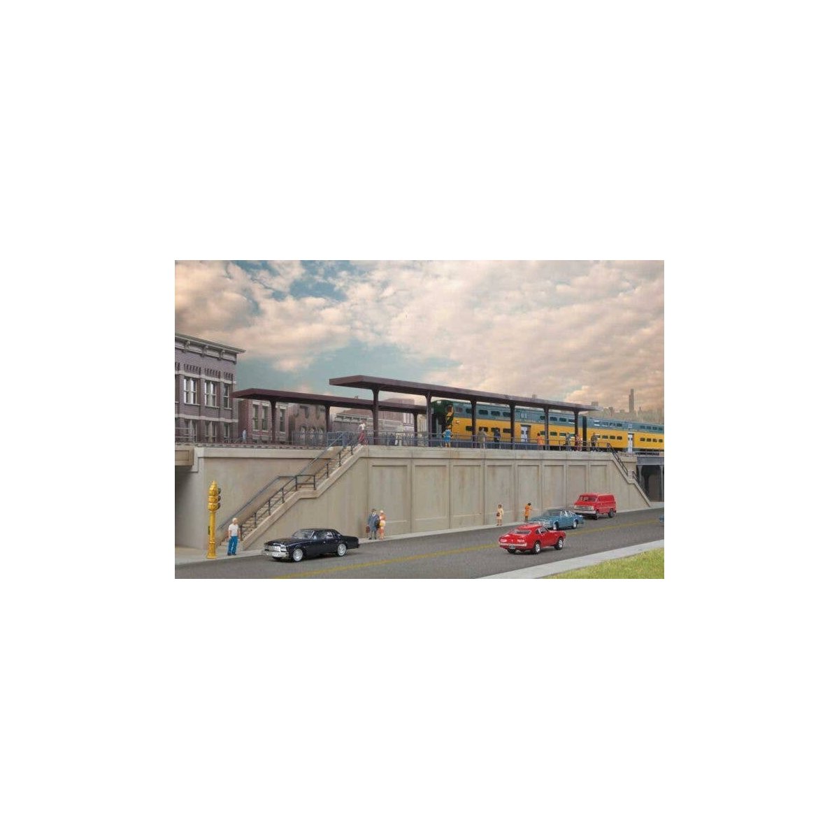 Elevated Commuter Station -- Kit - 20-1/2 x 6-7/8 x 4-11/16′ 52 x 17.4 x 11.9cm, HO, Walthers Cornerstone 4563
