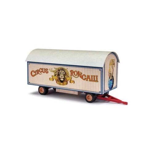 Wooden Trailer with Round Roof - Assembled -- Circus Roncalli (beige, gray, red, yellow), HO, Busch Gmbh & Co Kg 59966