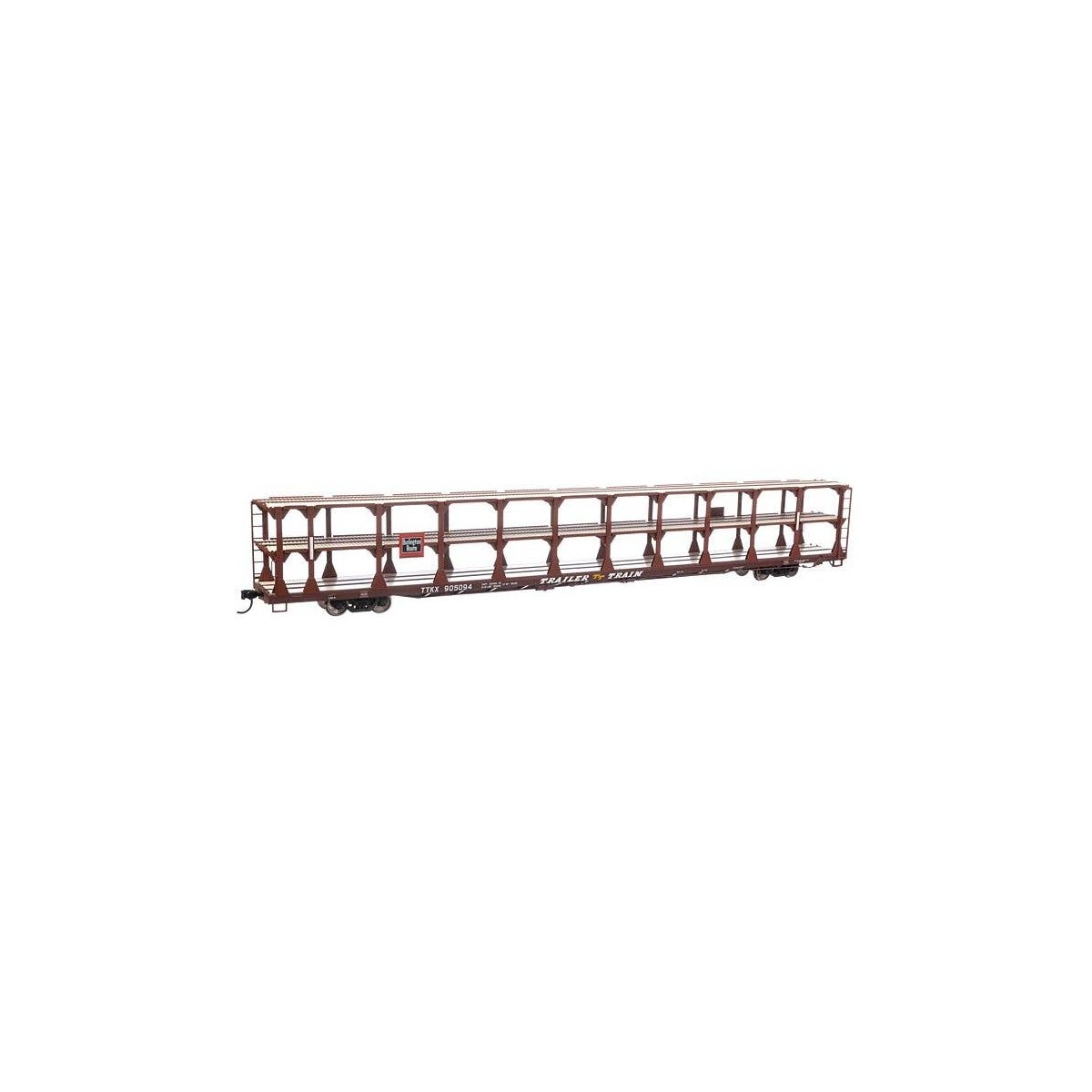 89′ Flatcar w/Tri-Level Open Auto Rack - Ready to Run -- Chicago, Burlington & Quincy Rack Trail, HO, WalthersMainline 8204