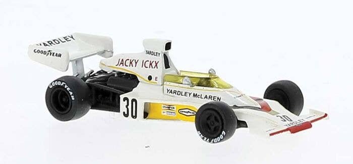 1975 McLaren M23D - Assembled -- Jackie Ickx 23 (yellow, white, red, green), HO, Brekina Automodelle 22956