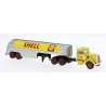 1955 Peterbilt 281 Semi Tractor with Tank Trailer - Assembled -- Shell (yellow, silver, red), HO, Brekina Automodelle 85762