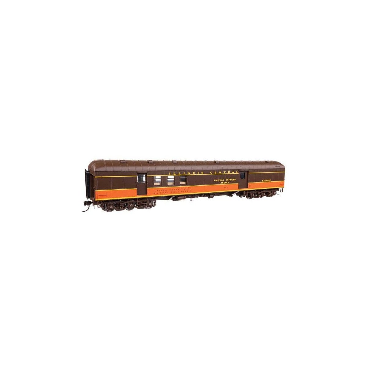 70′ Heavyweight RPO-Baggage Car w/Arched Roof - Ready to Run -- Illinois Central 361, HO, WalthersProto 17418