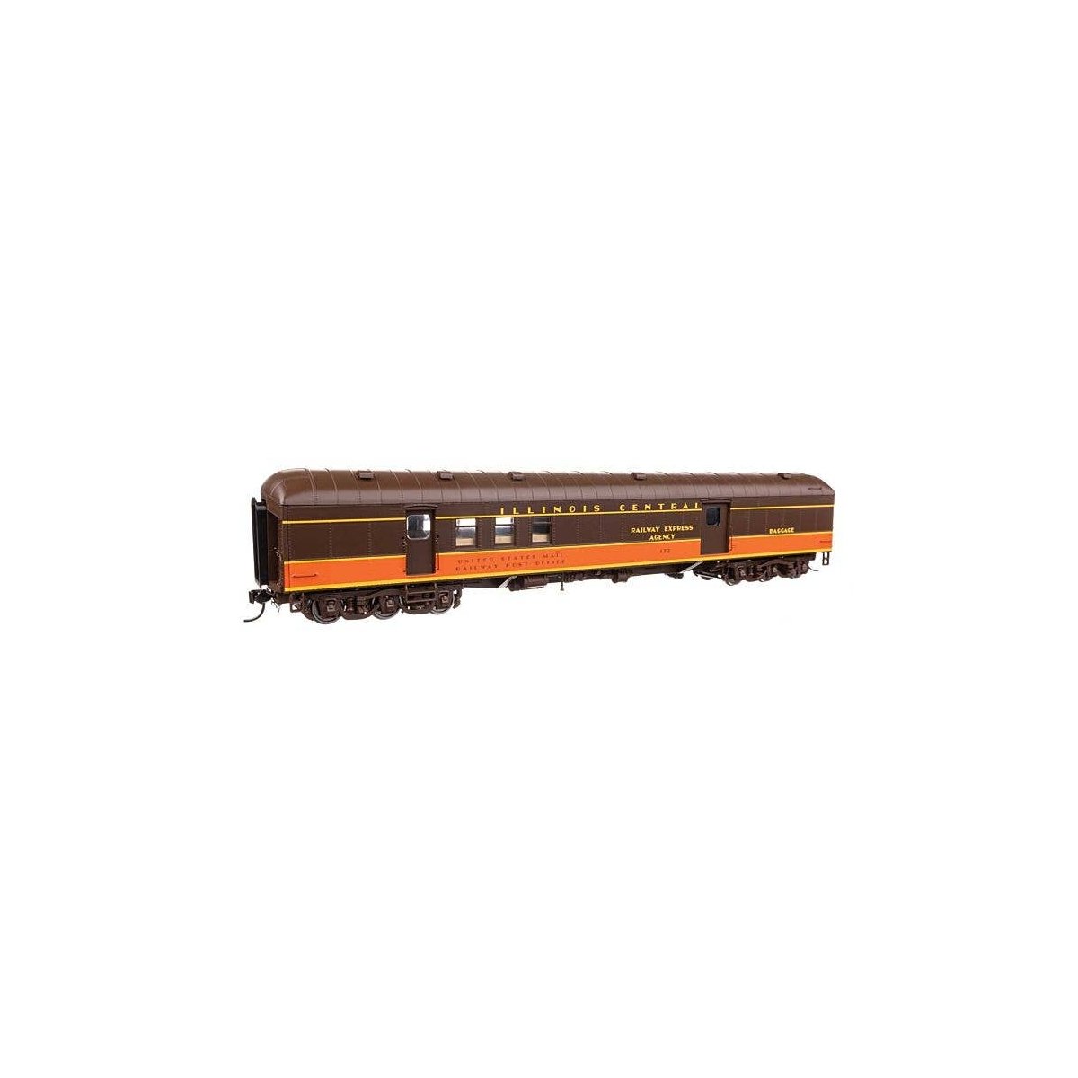 70′ Heavyweight RPO-Baggage Car w/Arched Roof - Ready to Run -- Illinois Central 372, HO, WalthersProto 17419