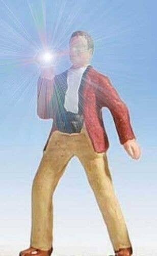 Street Photographer with Working Camera Flash -- Brown Coat, HO, East Coast Circuits 95091